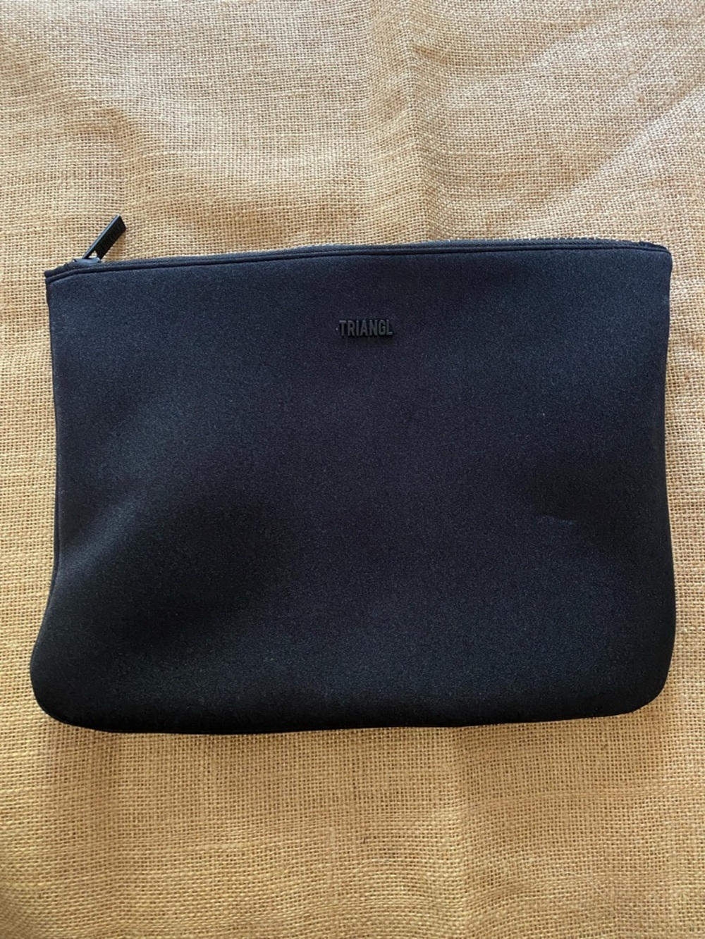 Triangl Black Neoprene Cosmetic Travel Bag Pouch Zip Top